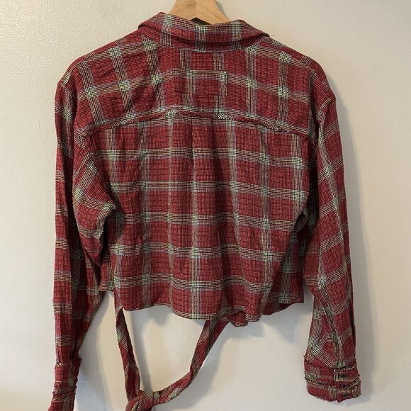 Free People We The Free Running Wild Wrap Top Size Small Plaid - Picture 13 of 13